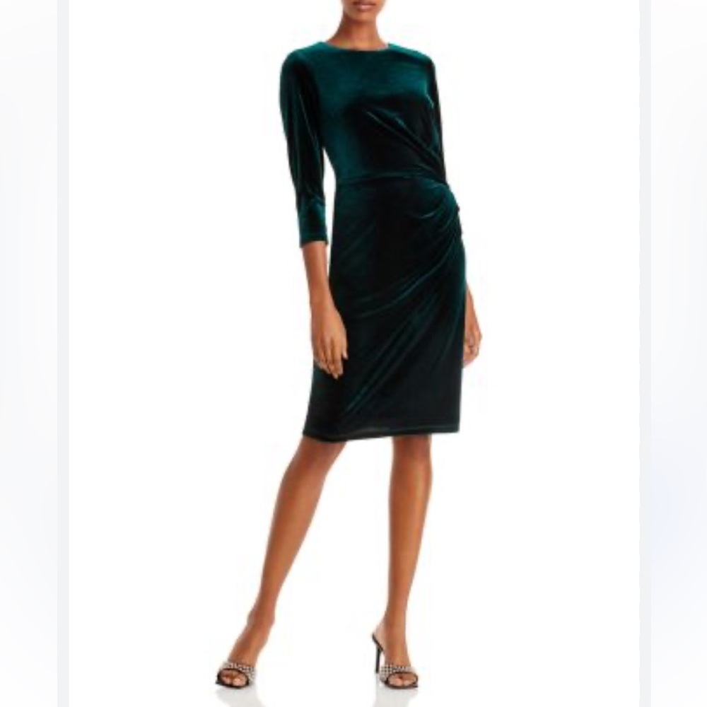 Eliza J Gathered Velvet Sheath Dress